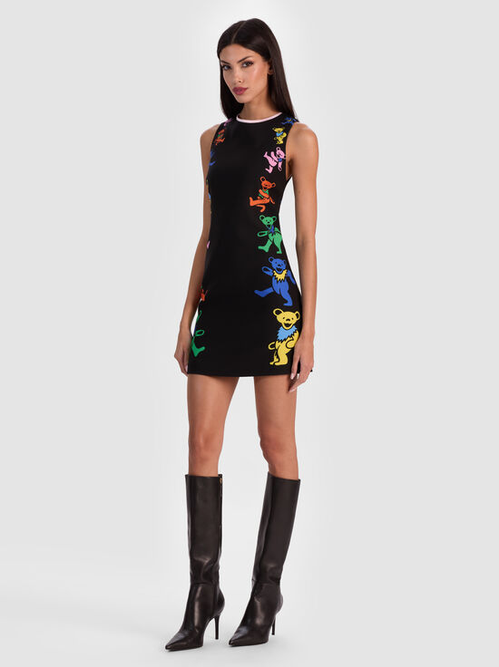 GRATEFUL BEARS BLACK-A+O X GRATEFUL DEAD CLYDE MINI DRESS