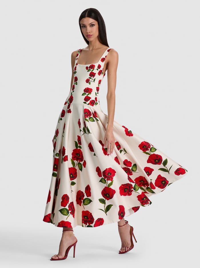ADLEY DROP WAIST DRESS - SUMMER POPPY - ALICE + OLIVIA