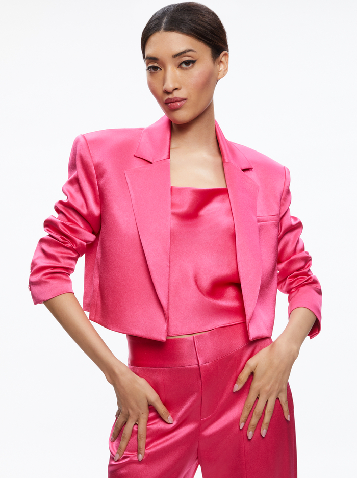 SHAN BOXY OVERSIZED CROPPED BLAZER - CANDY - Alice And Olivia