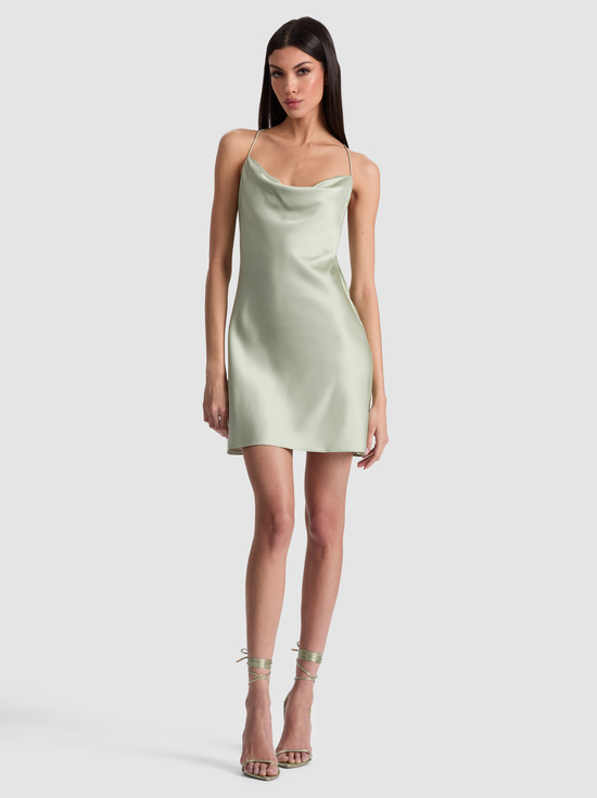 GREEN TEA-HARMONY COWL BACK SLIP DRESS