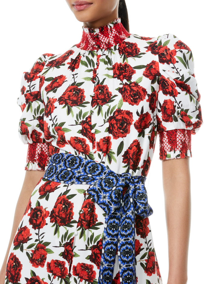 SILVA FLORAL MOCK NECK MIDI DRESS - FRENCH QUARTERS MULTI image 2 - Alice And Olivia