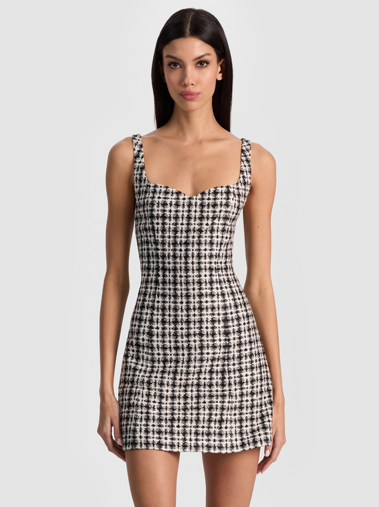 BLACK/OFF WHITE-EVE SWEETHEART MINI DRESS