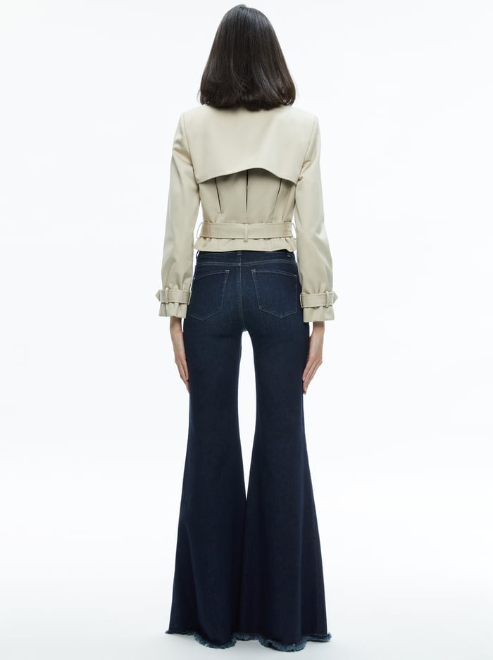 HAYLEY CROPPED TRENCH COAT WITH BELT - LATTE image 1 - Alice And Olivia