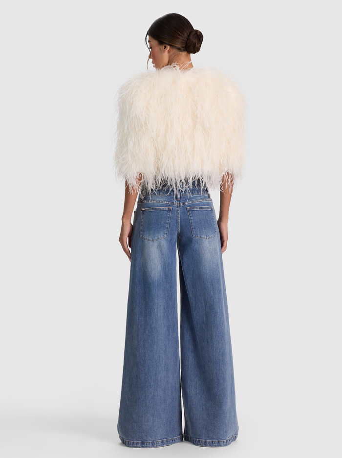 KIDMAN FEATHERED JACKET - ECRU image 2 - ALICE + OLIVIA