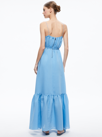 OXFORD BLUE-JAYDA SCOOP NECK BELTED MAXI DRESS