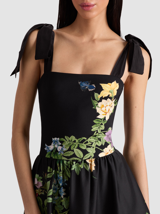 VENUS FLORAL-ORIANA DROP WAIST MIDI DRESS