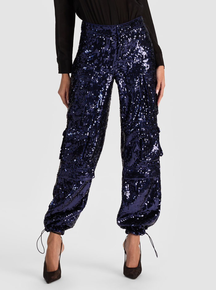 OLYMPIA SEQUIN CARGO PANT - MIDNIGHT BLUE image 1 - Alice And Olivia