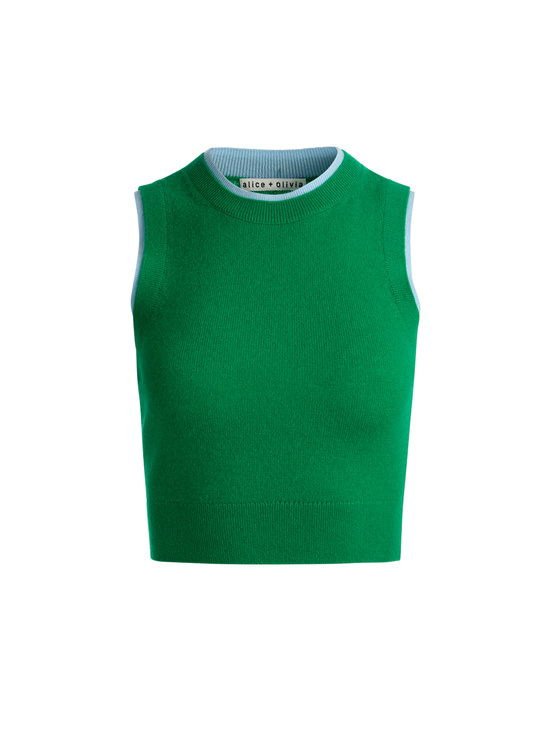 GREEN APPLE/CAROLINA BLUE-ARACELI TWO TONE CASHMERE TANK