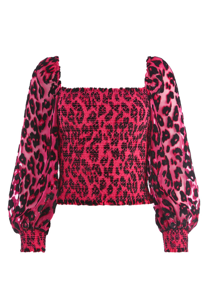 COOPER LEOPARD SMOCKED TOP - WILD PINK/BLACK image 5 - ALICE + OLIVIA