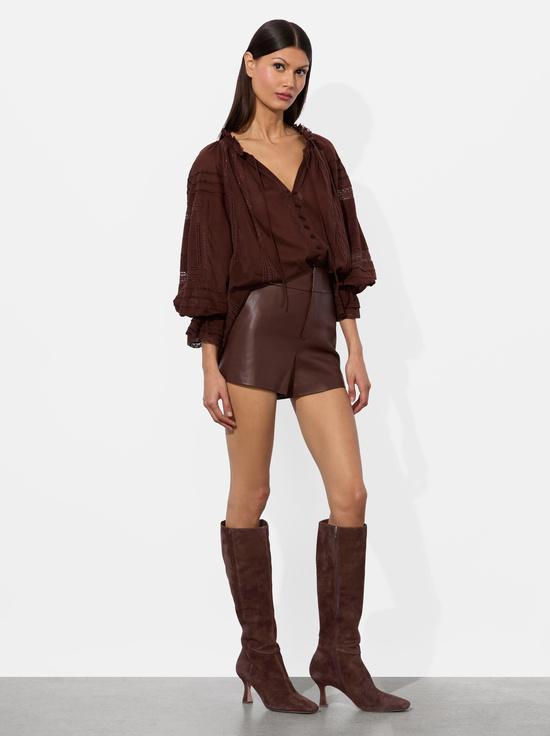 MOCHA-CADY LEATHER SHORT