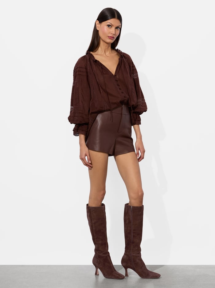 CADY LEATHER SHORT - MOCHA image 4 - Alice And Olivia