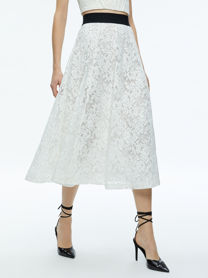 EARLA LACE MIDI SKIRT - OFF WHITE - Alice And Olivia