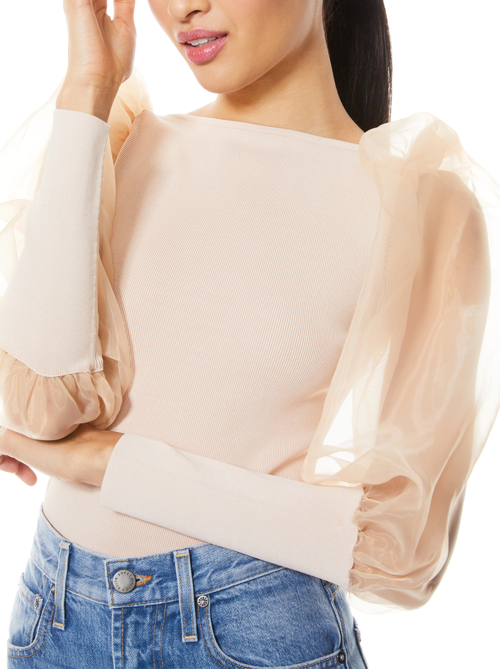 ABELLA PUFF SLEEVE CROP TOP - SEPIA image 3 - ALICE + OLIVIA
