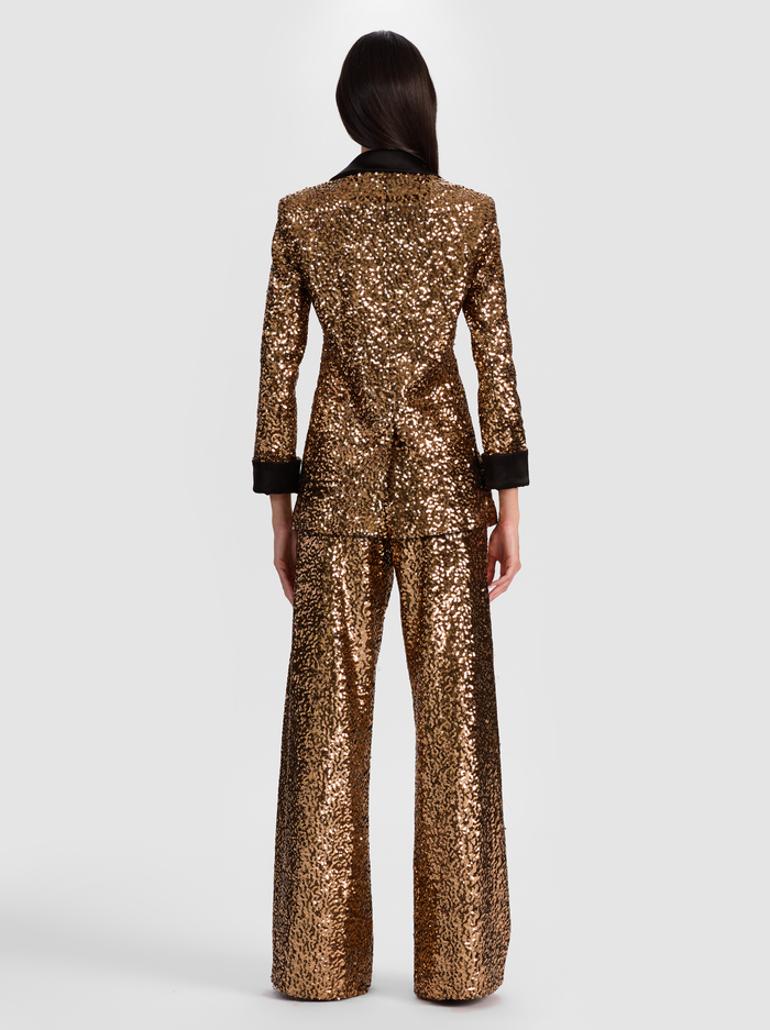 JUSTIN SEQUIN BLAZER - GOLD/BLACK image 2 - Alice And Olivia