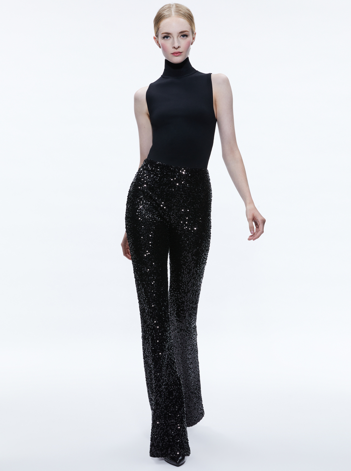LARA SEQUIN BOOTCUT PANT - BLACK image 4 - Alice And Olivia