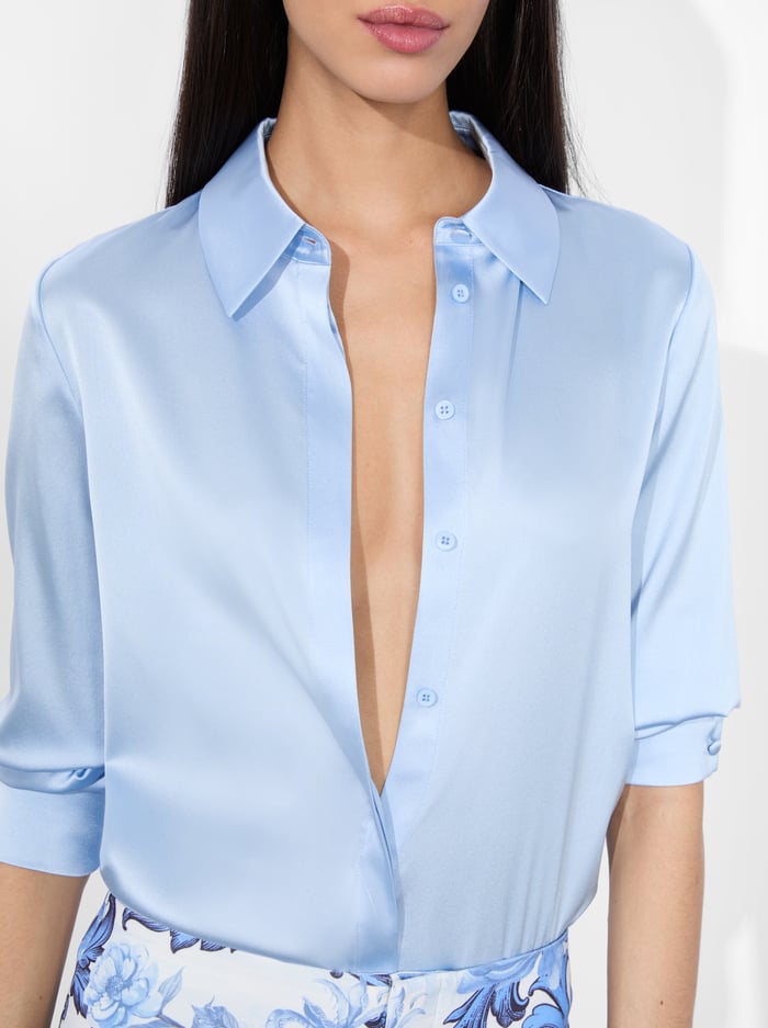 WILLA SILK BLOUSE - MINERAL BLUE image 3 - Alice And Olivia