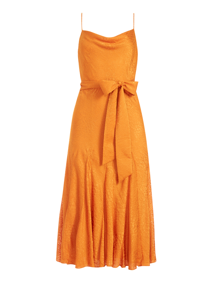 WEBBER TIE WAIST MIDI DRESS - AUTUMN GOLD image 5 - Alice And Olivia