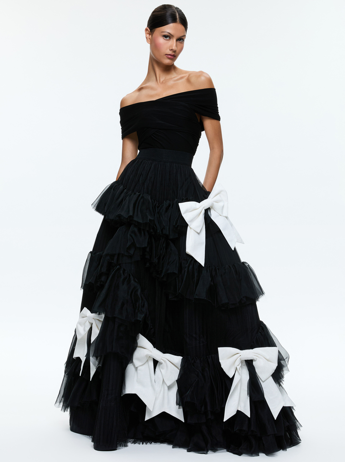 JESSICA BALLGOWN SKIRT - BLACK/OFF WHITE image 4 - Alice And Olivia