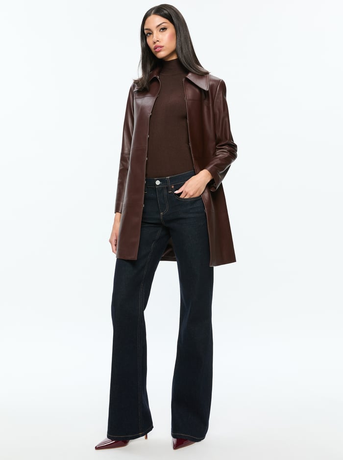 LOGAN LEATHER COAT - ESPRESSO image 4 - Alice And Olivia