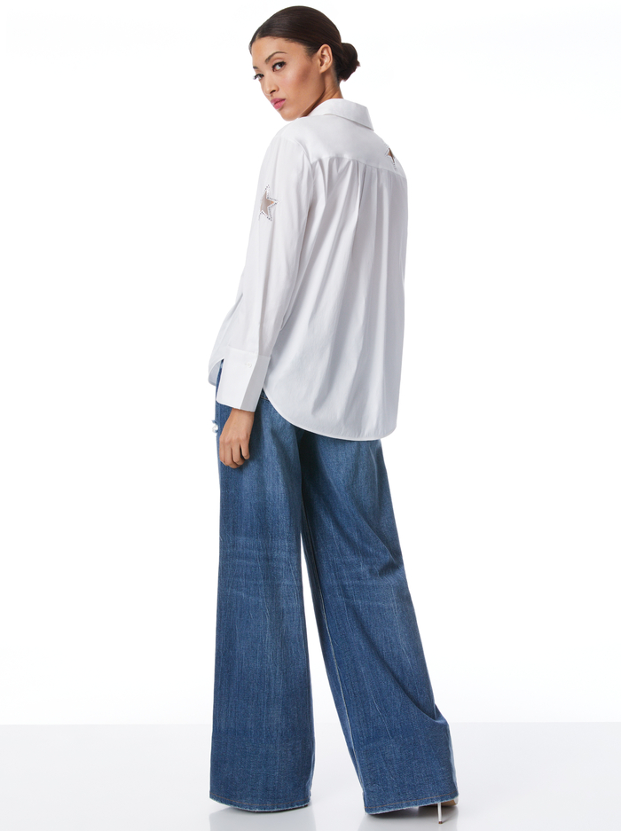 FINELY STAR EMBELLISHED BUTTON DOWN - OFF WHITE image 1 - Alice And Olivia