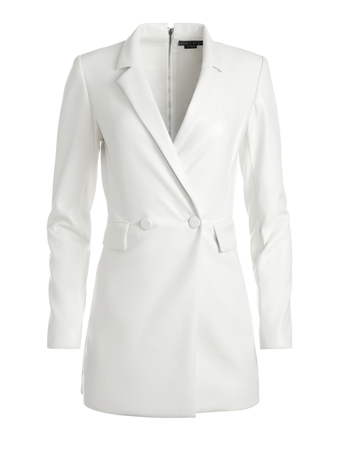 KYRIE VEGAN LEATHER TUXEDO SKORT ROMPER - ECRU image 5 - ALICE + OLIVIA