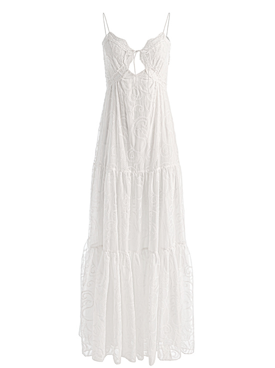 OFF WHITE-NICKY LACE TIERED MAXI DRESS