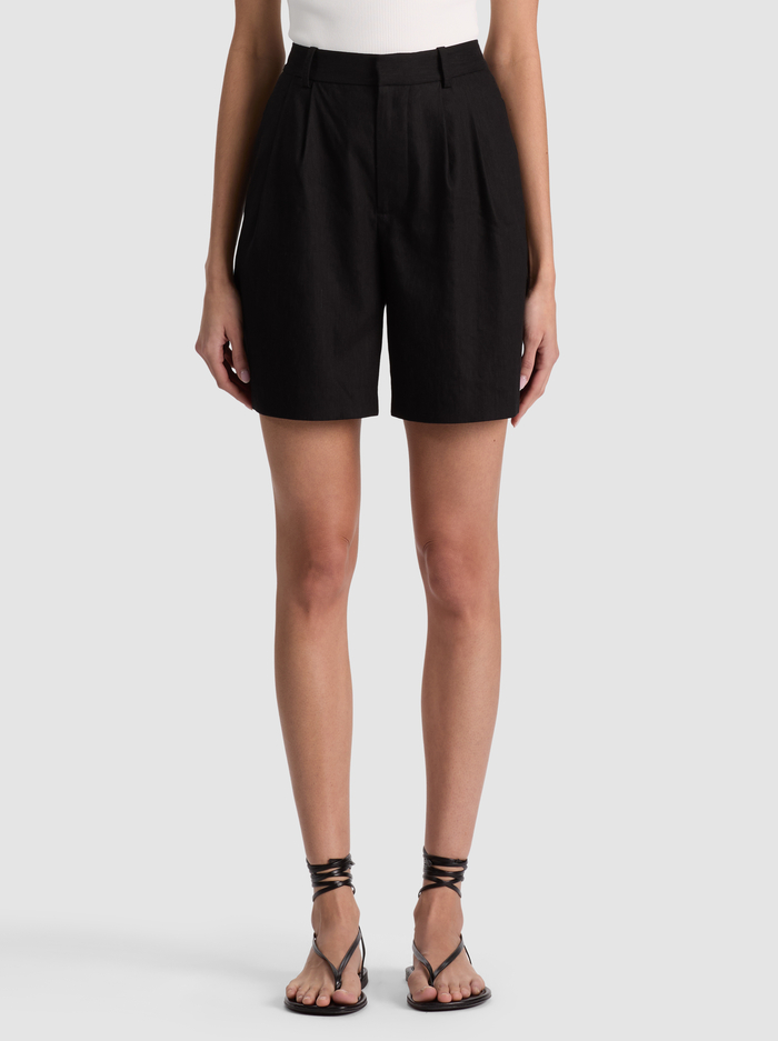 CONRY LINEN BERMUDA SHORT - BLACK - ALICE + OLIVIA
