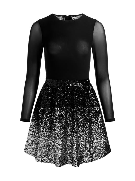 BLACK/MULTI-CHARA EMBELLISHED MINI DRESS