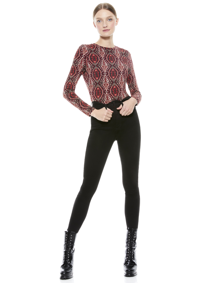 DELAINA CREW NECK CROP TOP - DIAMOND MAGIC BORDEAUX image 4 - Alice And Olivia