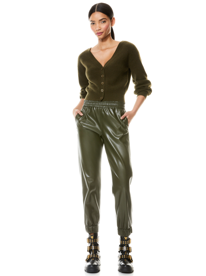 PETE VEGAN LEATHER JOGGER - OLIVE image 4 - Alice And Olivia