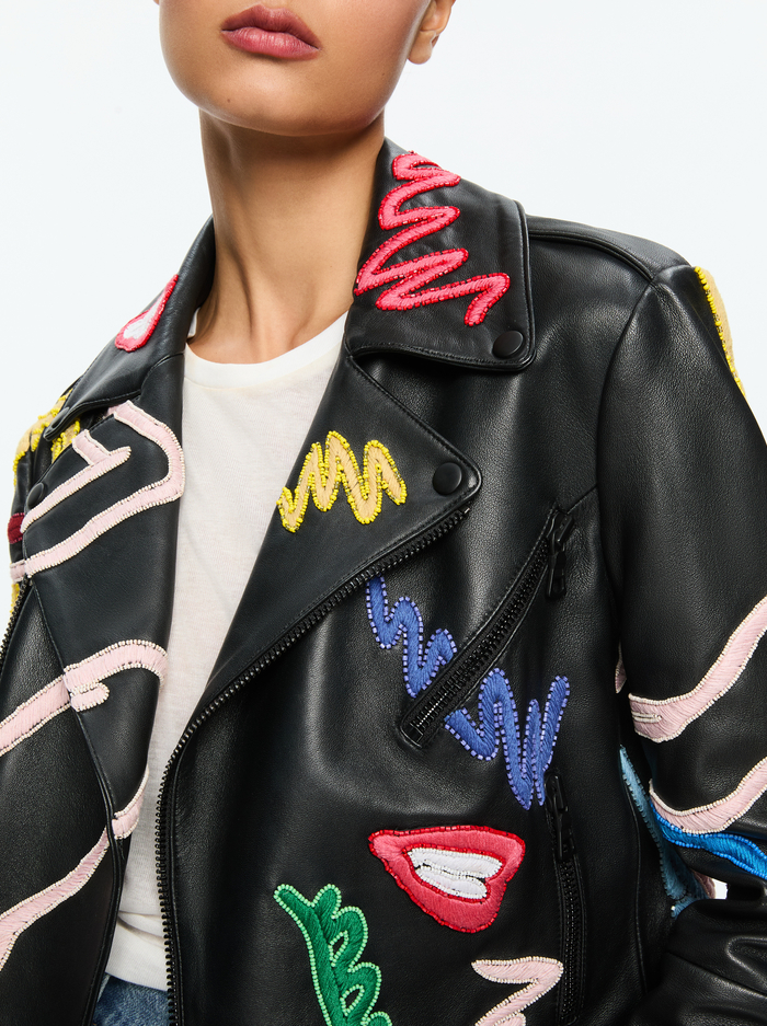 A+O X TOM WESSELMANN CODY LEATHER MOTO JACKET - NATURAL BEAUTY image 4 - Alice And Olivia