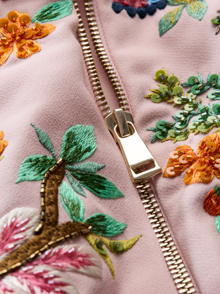 LONNIE EMBELLISHED VARSITY JACKET - ENGLISH ROSE/MULTI image 1 - ALICE + OLIVIA