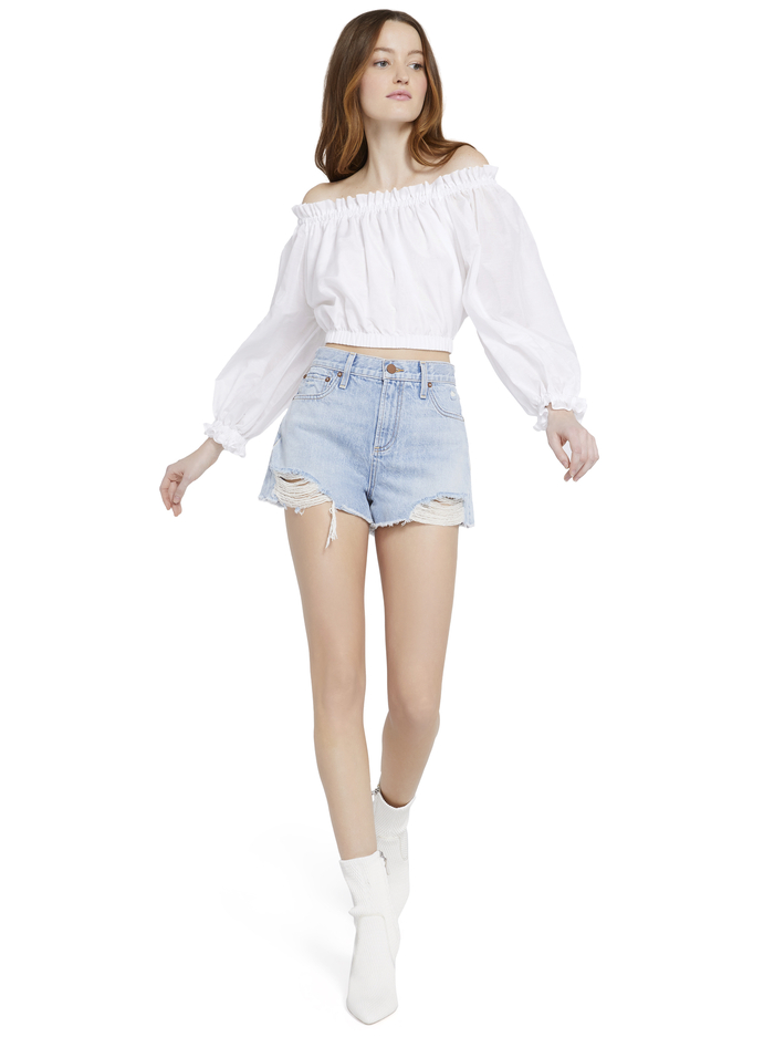 OLGA OFF THE SHOULDER CROP TOP - WHITE image 4 - Alice And Olivia