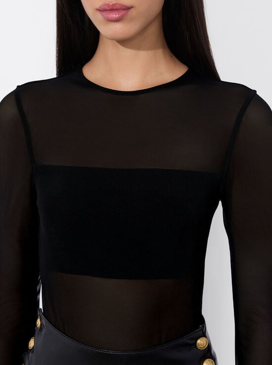 BLACK-BANDEAU LONG SLEEVE BODYSUIT