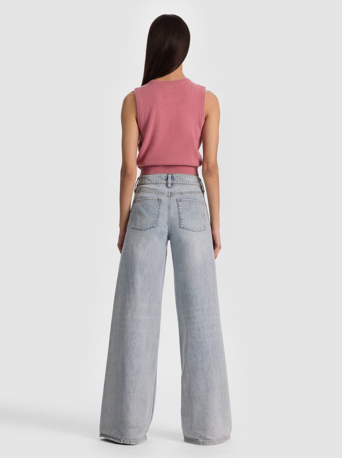 LOLY BUTTON FRONT CASHMERE VEST - DEEP ROSE image 2 - ALICE + OLIVIA