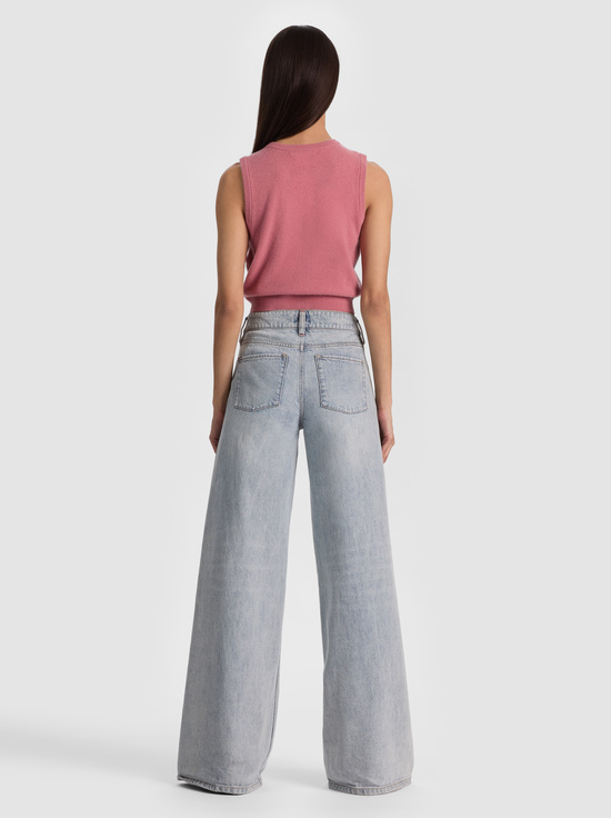 DEEP ROSE-LOLY BUTTON FRONT CASHMERE VEST