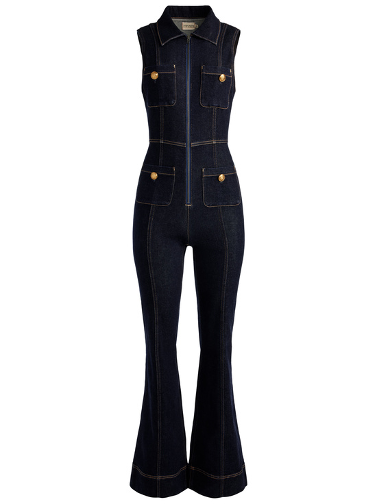 DARK RINSE-RACHEL SLEEVELESS DENIM JUMPSUIT