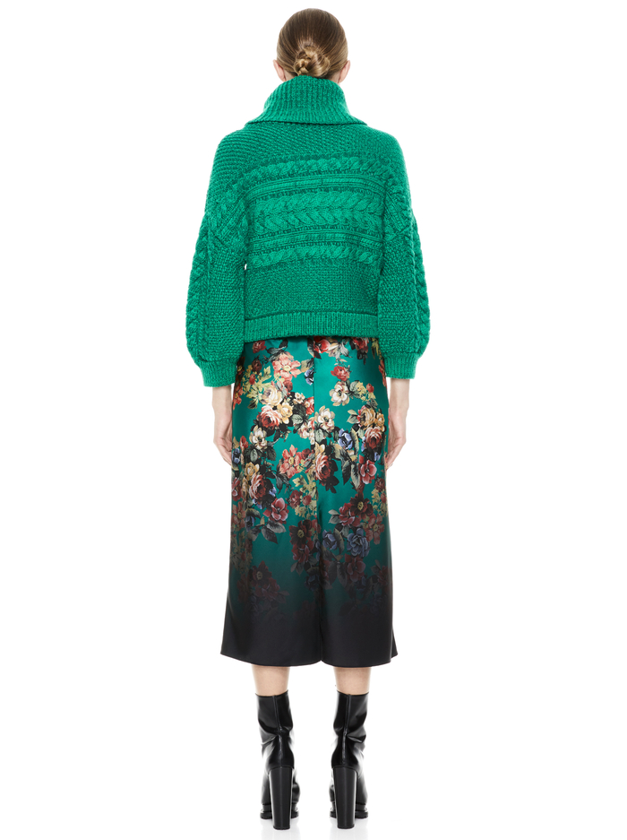 MAEVE FLORAL SLIP SKIRT - CLOUD DANCER DARK TEAL MULTI image 1 - Alice And Olivia