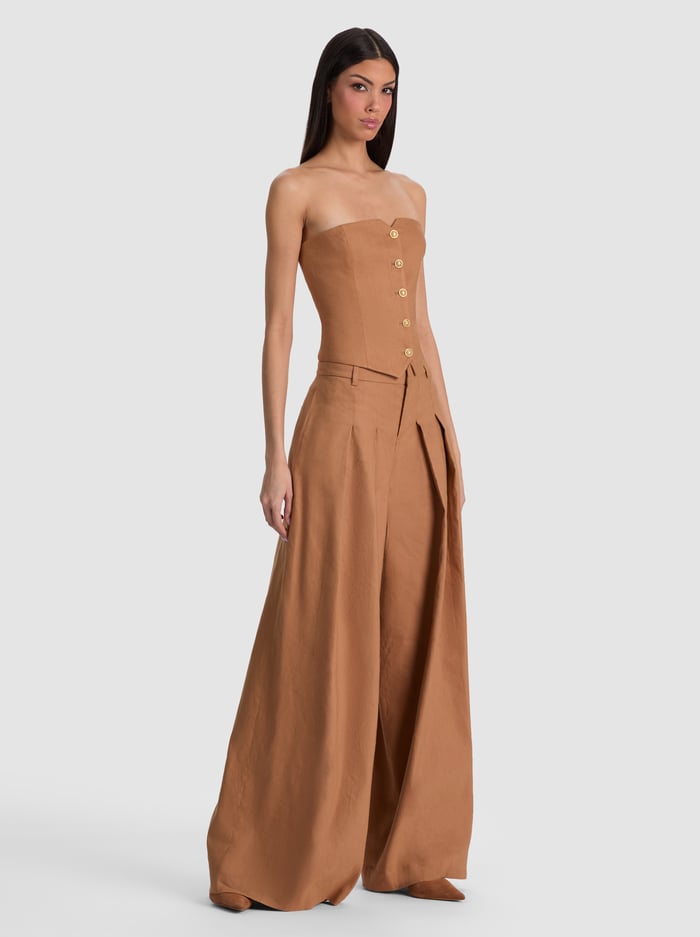 KELCEY STRAPLESS LINEN VEST - TAN image 4 - ALICE + OLIVIA