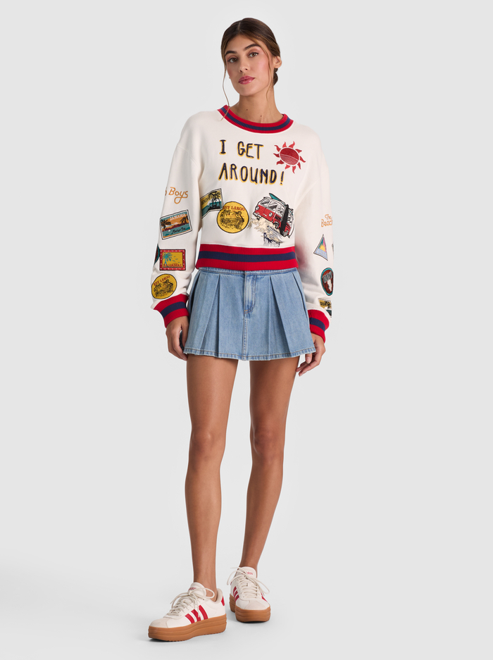 RUSSELL EMBROIDERED CREWNECK SWEATSHIRT - I GET AROUND image 2 - ALICE + OLIVIA
