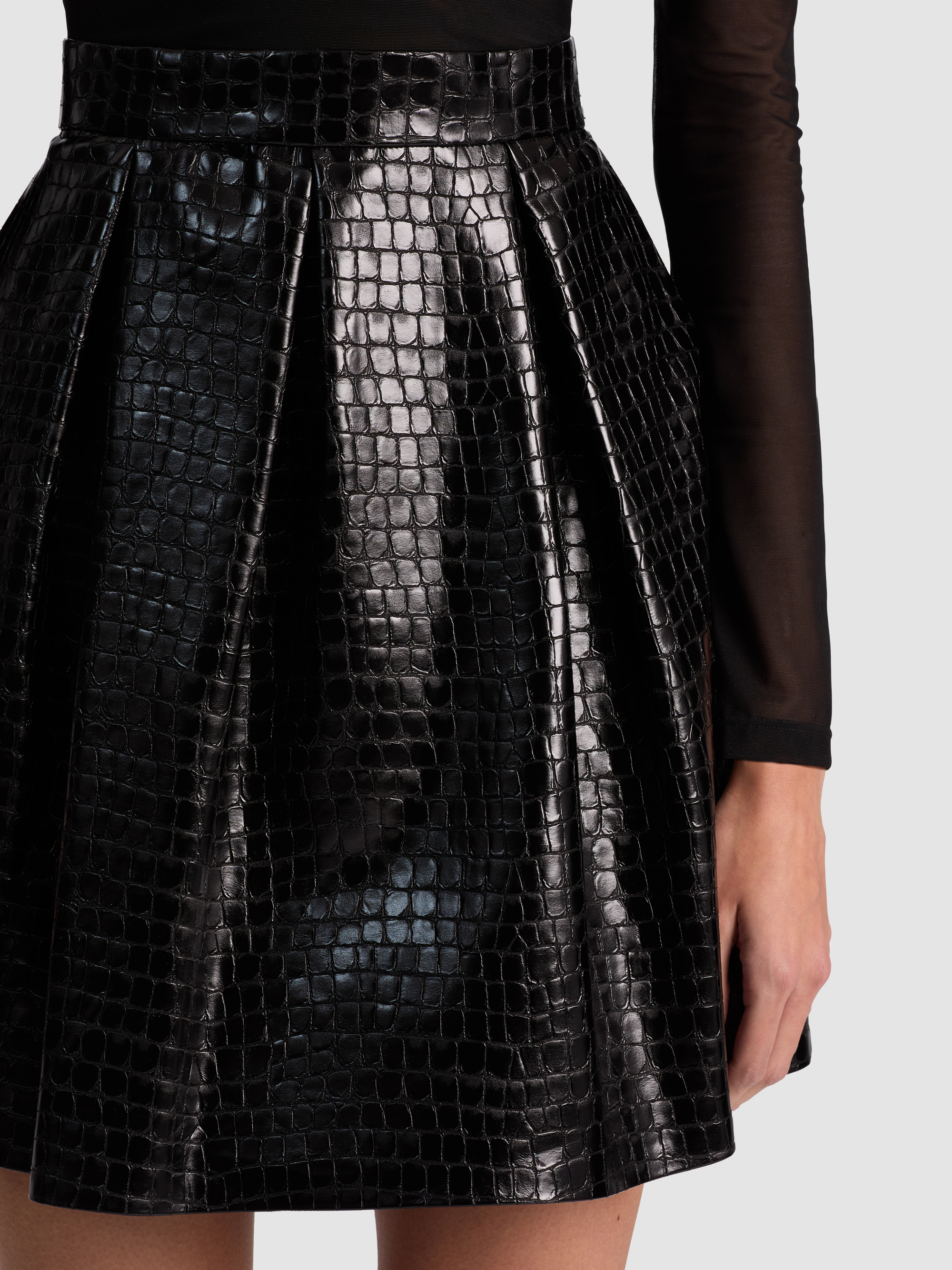 Chara Vegan Snakeskin Crinkle Sleeveless Dress Rose - Alice + Olivia