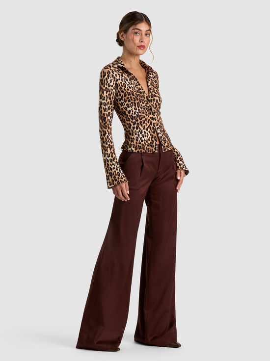 SPOTTED LEOPARD-FREYA BUTTON DOWN TOP
