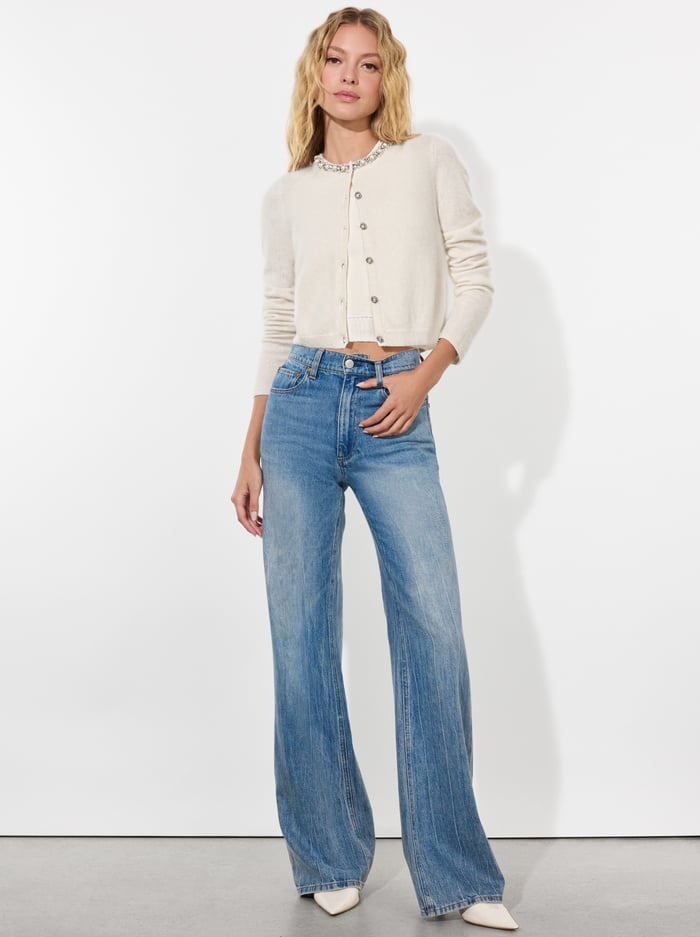 DOLLIE CASHMERE CARDIGAN - ECRU image 4 - Alice And Olivia