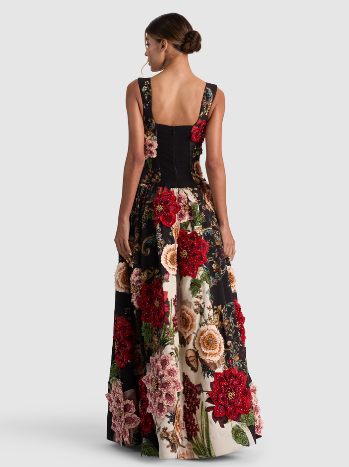 MAXINE EMBELLISHED DROP WAIST GOWN - FLORAL RADIANCE image 2 - ALICE + OLIVIA