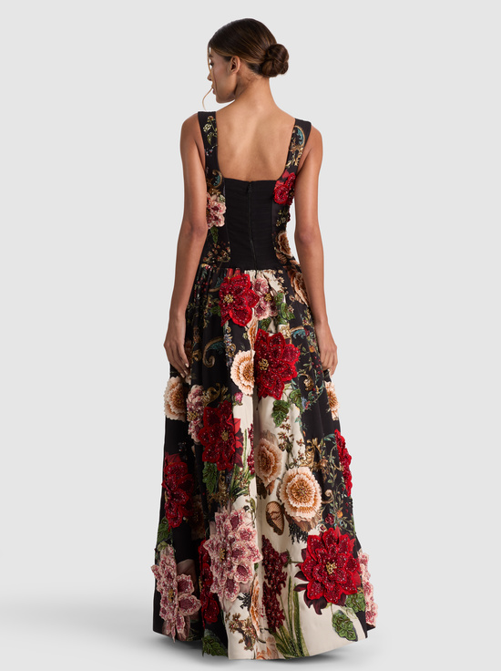 FLORAL RADIANCE-MAXINE EMBELLISHED DROP WAIST GOWN