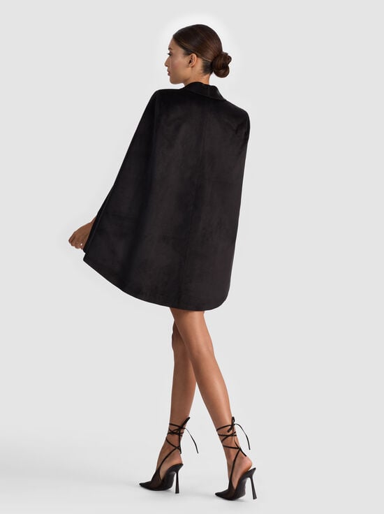 BLACK-ESTHER VELVET CAPE BLAZER