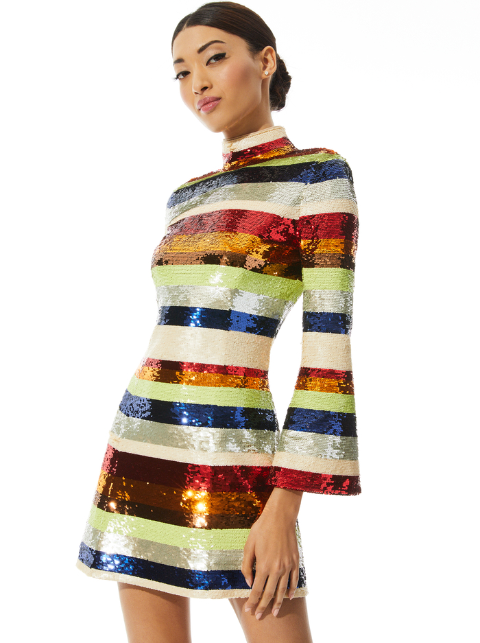 MAILYNN SEQUIN MINI DRESS - STRIPE MULTI image 2 - Alice And Olivia