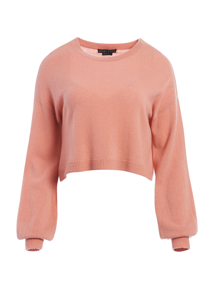 Ansley Wide Sleeve Cropped Sweater In Rose Tan | Alice And Olivia