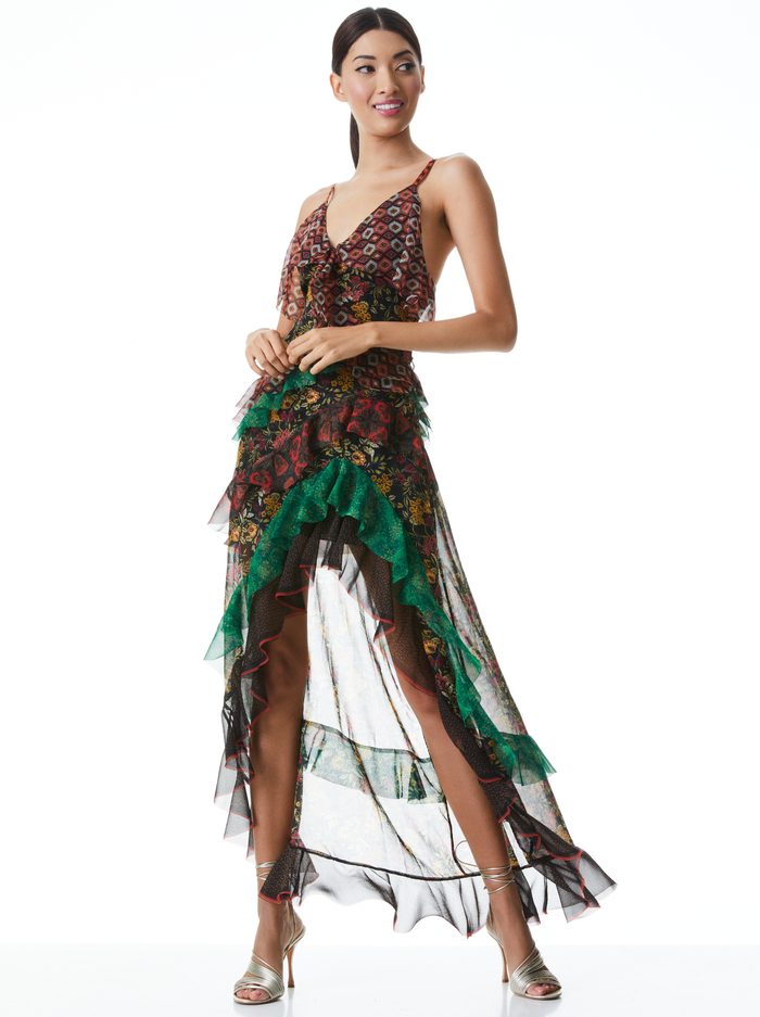 LAVERNE LACE BACK GOWN - NOMAD MULTI image 2 - Alice And Olivia