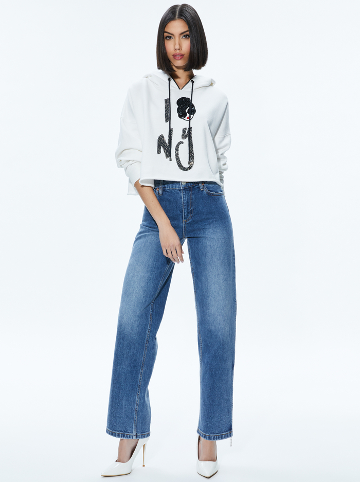 SUNNY BOXY STACEFACE CROPPED HOODIE - OPTIC WHITE image 2 - Alice And Olivia